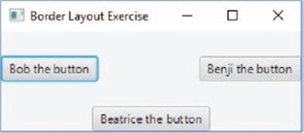 Border Layout Exercise Bob the button Beatrice the button X Benji the button