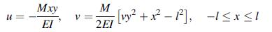U = Mxy  V = M = [vy + x=1], -1x1 - 2EI