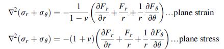 1 OF r ( (or +00)=  (0, +a)= (1 + v) F 1 Fe + r 30 r OF F 1 + + r 21- ...plane strain Fe 10F) ... plane