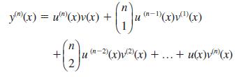 n y")(x) = u(x)v(x) + (1) (-2)(x) n + (2) u -u) (n-1)(x)v()(x) 1-)(x)v()(x) + ... + u(x)v")(x)