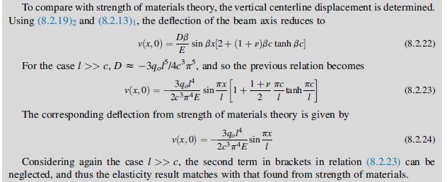 To compare with strength of materials theory, the vertical centerline displacement is determined. Using