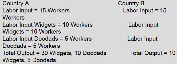Country A Labor Input = 15 Workers Workers Labor Input Widgets = 10 Workers Widgets = 10 Workers Labor Input