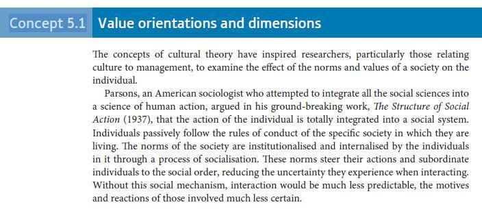 Concept 5.1 Value orientations and dimensions The concepts of cultural theory have inspired researchers,