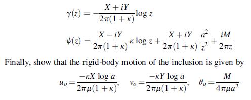 Y(z) = = Uo X +iY 2(1+K) X-iY 2T (1+K) -log z -K log z + X +iY a 2 (1 + k) z2 Finally, show that the