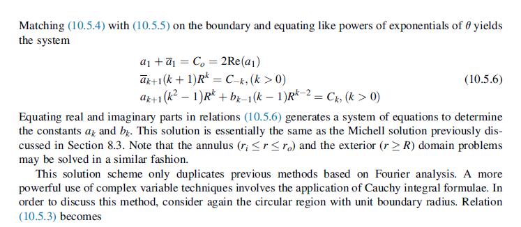Matching (10.5.4) with (10.5.5) on the boundary and equating like powers of exponentials of 0 yields the