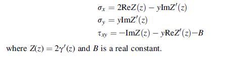 x = 2ReZ(z)  ylmz' (z) %y = ylmz' (z) Txy=-ImZ(z) - YRez' (2)-B where Z(z) = 2y' (2) and B is a real constant.
