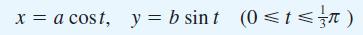 x = a cost, y = b sint (0 t )