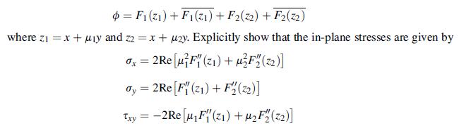 o=F1(21) + F1 (21) + F2(22) + F2(22) where z = x + y and z2 = x + 2y. Explicitly show that the in-plane