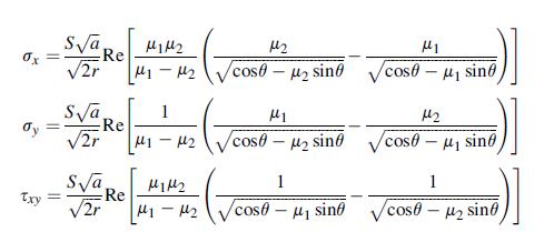 x - dy = Txy = Sa, 1142 2r Re 11-1 Sa 2r Sa 2r Re Re 1 1 -14 - 1112 11-1 1 1 cos -  sine cos -  sine 14 1