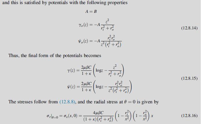 and this is satisfied by potentials with the following properties A = B Yo (2) = -A- Y (2)= Thus, the final