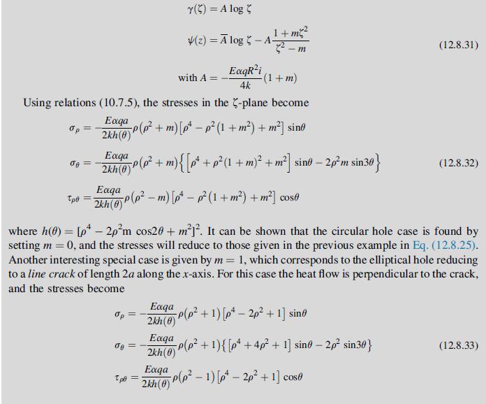 p de  = Using relations (10.7.5), the stresses in the C-plane become Eaqa -P(p + m) [p - p (1 + m) + m] sine