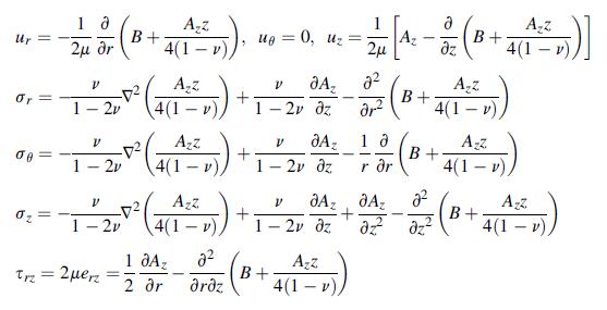 Mr = -2 or (8+ (1)), H6 = 0, Mc= 2 4(1-v), Or= 0 V Azz V Az 1  06--1-27 (4(1-) + 1-2, - (+ (1)) B+ 2v z r r