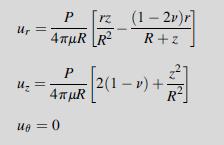 Ur = P 4R U = P  [2(1  1) + } +] 4THR 2(1 R rz (1-2v)r] R R+z Ug = 0