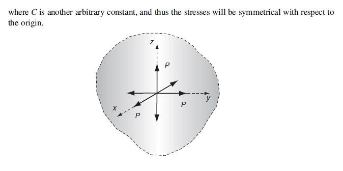 where C is another arbitrary constant, and thus the stresses will be symmetrical with respect to the origin. P