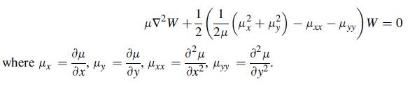 where uy =  " x' -   1 +; (; (? + u? ) - #x - M) w = q - Mxx Myy) W 0 22    uv2W + Mxx 2 Myy =