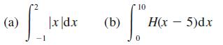 (a) -1 |x|dx 10 (b) S 0 H(x - 5)dx