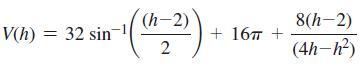 V(h) = 32 sin (h-2) 2 + 16 + 8(h-2) (4h-h)