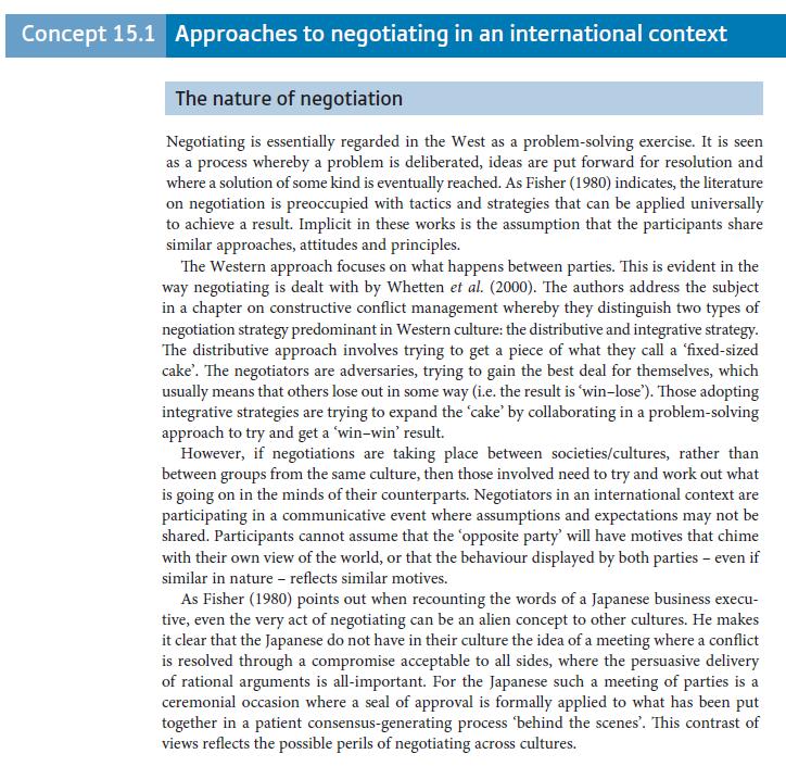 Concept 15.1 Approaches to negotiating in an international context The nature of negotiation Negotiating is