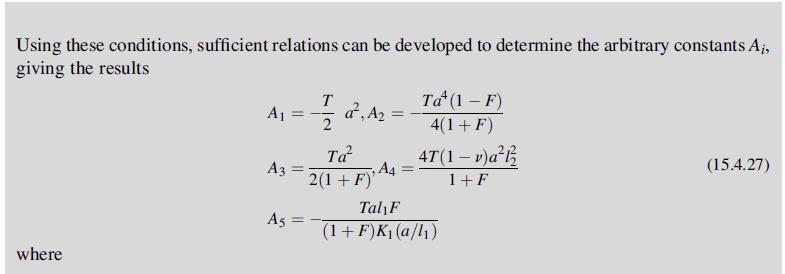 Using these conditions, sufficient relations can be developed to determine the arbitrary constants A, giving