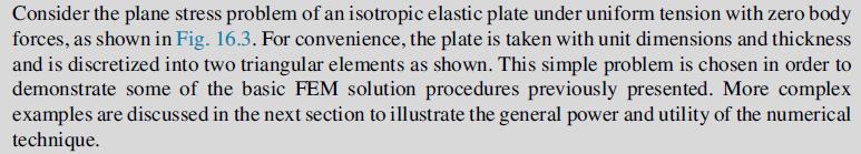 Consider the plane stress problem of an isotropic elastic plate under uniform tension with zero body forces,