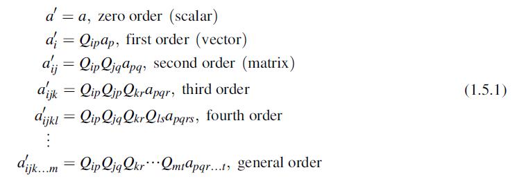 d = = a, zero order (scalar) d = Qipap, first order (vector) aj = Lip liqapq, second order (matrix) a'ijk =