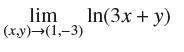lim (x,y) (1,-3) In(3x + y)
