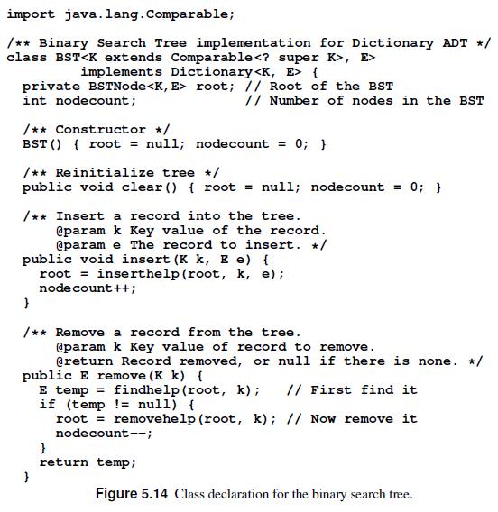 import java.lang. Comparable; /** Binary Search Tree implementation for Dictionary ADT */ class BST