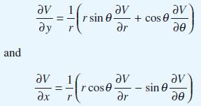 and av  aV  =;(rsine aV r sin 0 + cos 0 - ar =-(rcos0 av  av - sin 0 -  av