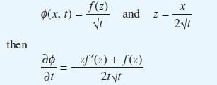 then o(x, t) = ap t f(z) t and z zf'(z) + f(z) 2tt X 21