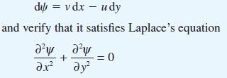 d = vdx - udy and verify that it satisfies Laplace's equation   dra  + = 0