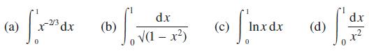 fronda 0 (a) 23 dx (b) dx (1- x) (c) [T 0 Inx dx (d) S. dx