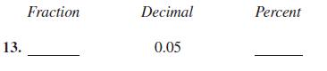 13. Fraction Decimal 0.05 Percent