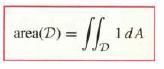 area(D) = =  JJD 1dA