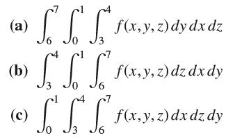(a) (b) (c) S L L L J3 Jo Jo S f f 3 6 f(x,y, z) dy dx dz f(x, y, z)dz dx dy f(x,y, z) dxdz dy