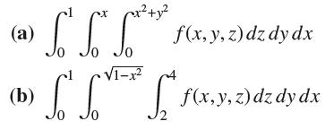 (a) (b) S S x + y 1-x Jo Jo J f(x, y,z) dz dy dx f(x, y, z) dz dy dx