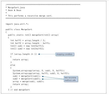 * MergeSort.java * Dean & Dean This performs a recursive merge sort. import java.util.*: public class Merge