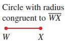 Circle with radius congruent to WX W X