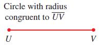 Circle with radius congruent to UV U V