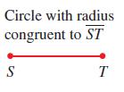 Circle with radius congruent to ST S T