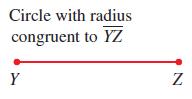 Circle with radius congruent to YZ Y N