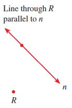 Line through R parallel to n R n