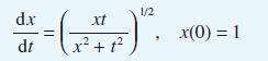 d.x dt (+) = xt x + 1 1/2 x(0) = 1