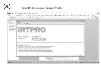 (a) Initial IRTPro Computer Program Window IRTPRO