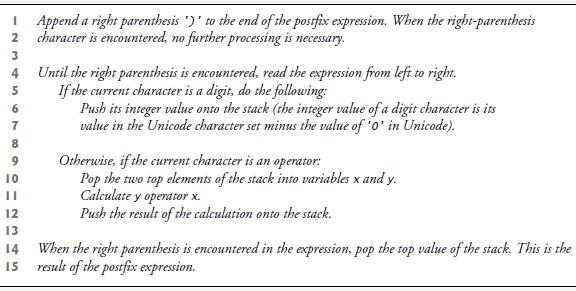 123 Append a right parenthesis ) to the end of the postfix expression. When the right-parenthesis character
