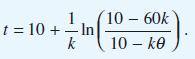 1 t = 10 + - In k 10-60k 10 - ke