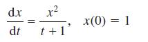dx dt x t +1' x(0) = 1