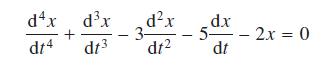 d4x dx dt4 + dt3 dx dt 3- dx 5- dt 2x = 0