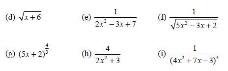(d) x+6 (g) (5x+2) (e) (h) 1 2x-3x+7 4 2x +3 (1) 1 5x-3x+2 1 (4x+7x-3)*