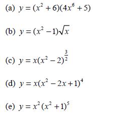 (a) y = (x+6)(4x + 5) (b) y = (x-1)x (c) y = x(x - 2) (d) y = x(x - 2x+1)+ (e) y = x(x + 1)