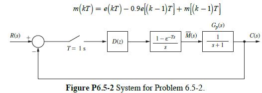 R(s) m(kT) = e(kT) - 0.9e[(k  1)T] + m[(k  1)T] Gp(s) 1 s+1 T= 1 s D(z) 1-8-7's S M(s) Figure P6.5-2 System